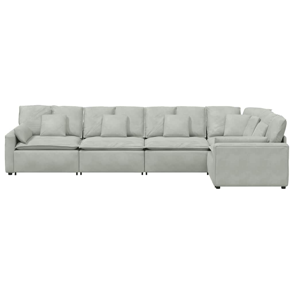 Modulares Sofa mit Kissen Samt Hellgrau