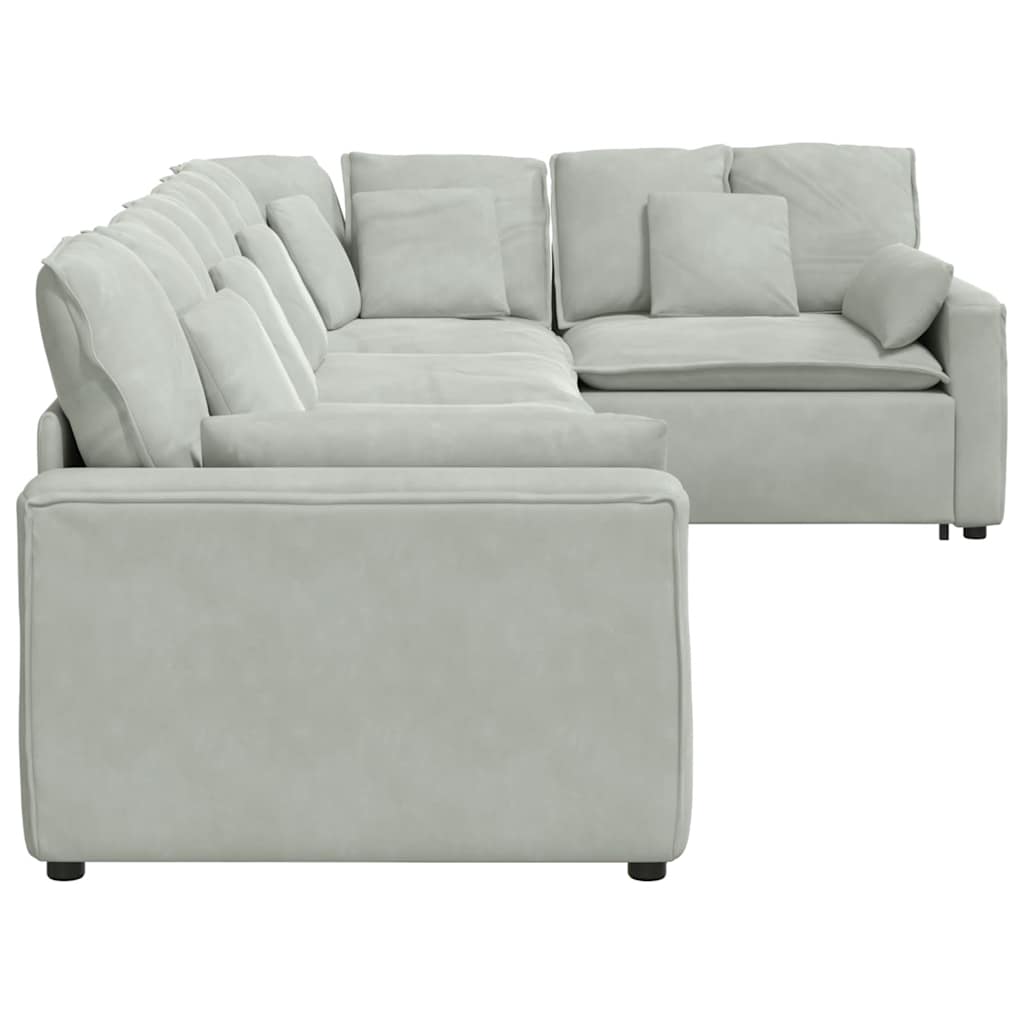 Modulares Sofa mit Kissen Samt Hellgrau
