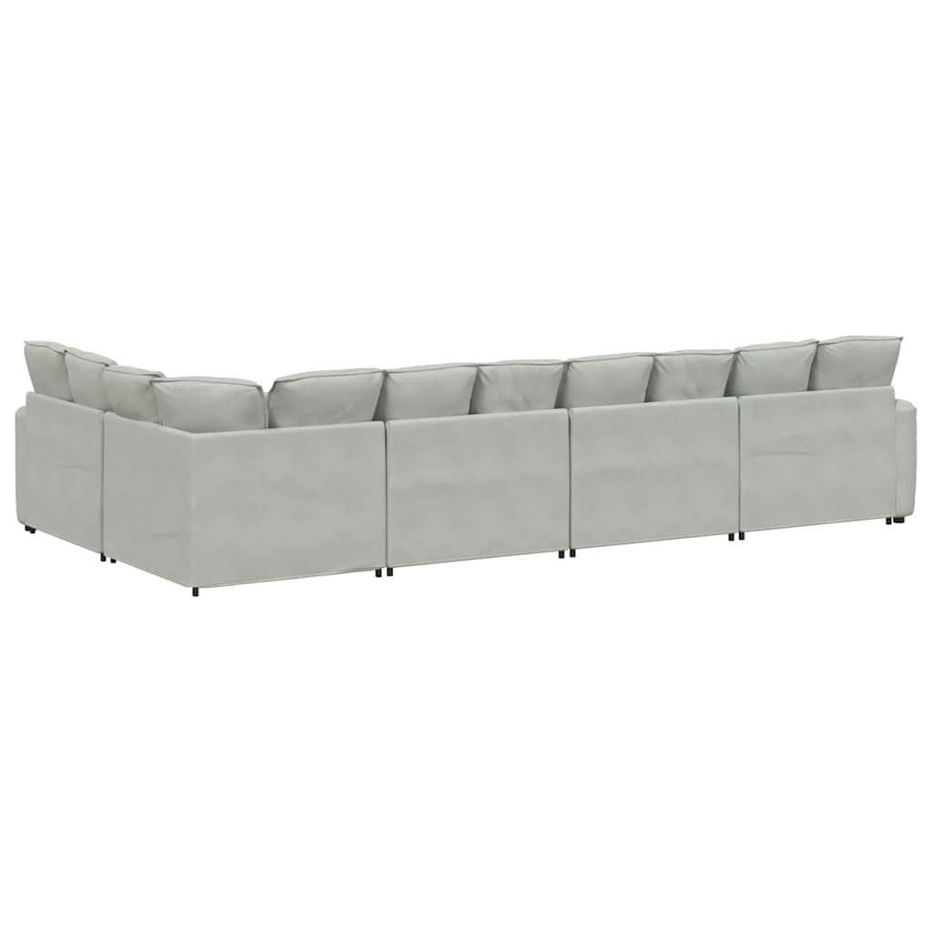 Modulares Sofa mit Kissen Samt Hellgrau