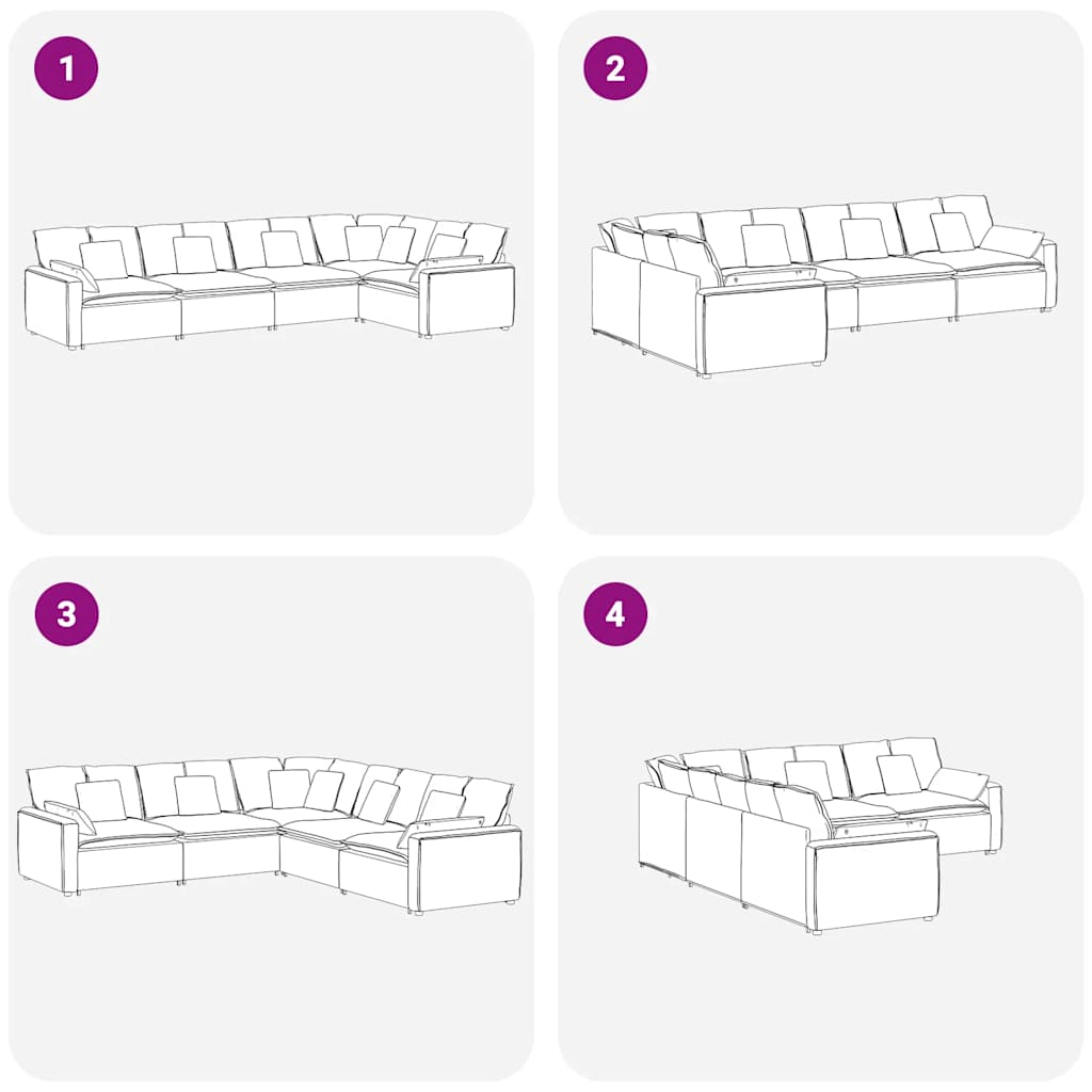 Modulares Sofa mit Kissen Samt Hellgrau