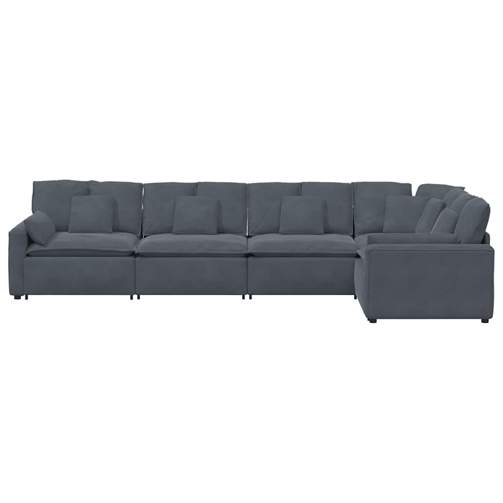 Modulares Sofa mit Kissen Samt Dunkelgrau