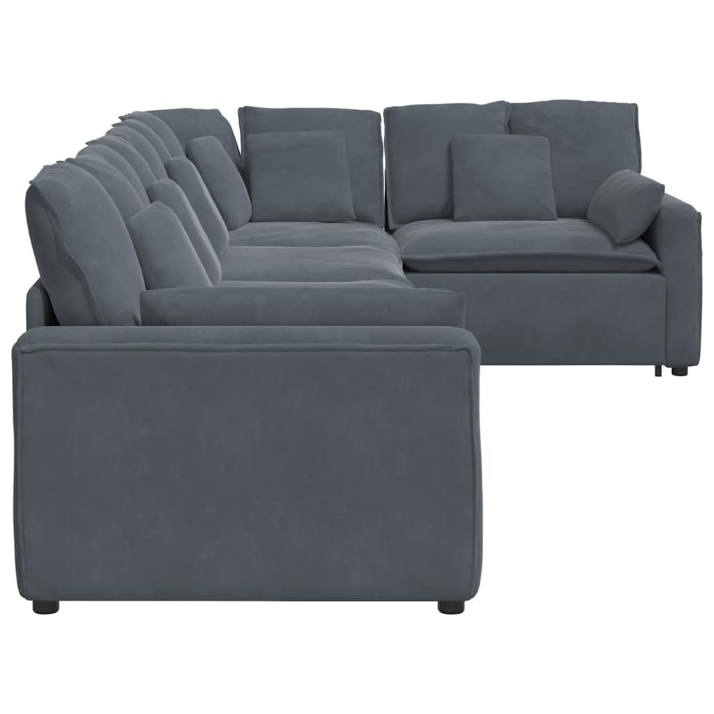 Modulares Sofa mit Kissen Samt Dunkelgrau
