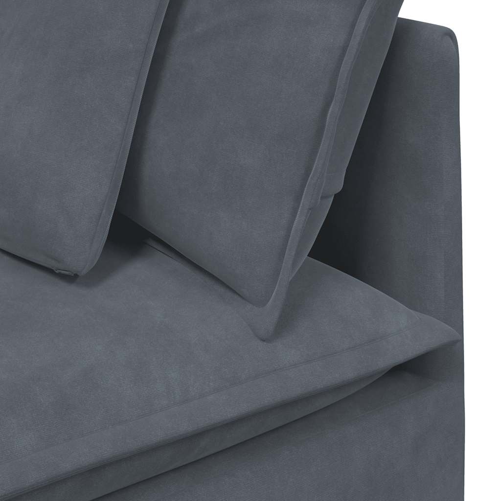 Modulares Sofa mit Kissen Samt Dunkelgrau