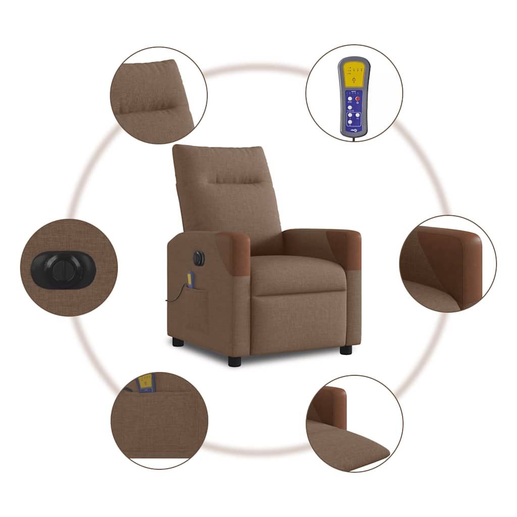 Massagesessel Elektrisch Braun Stoff