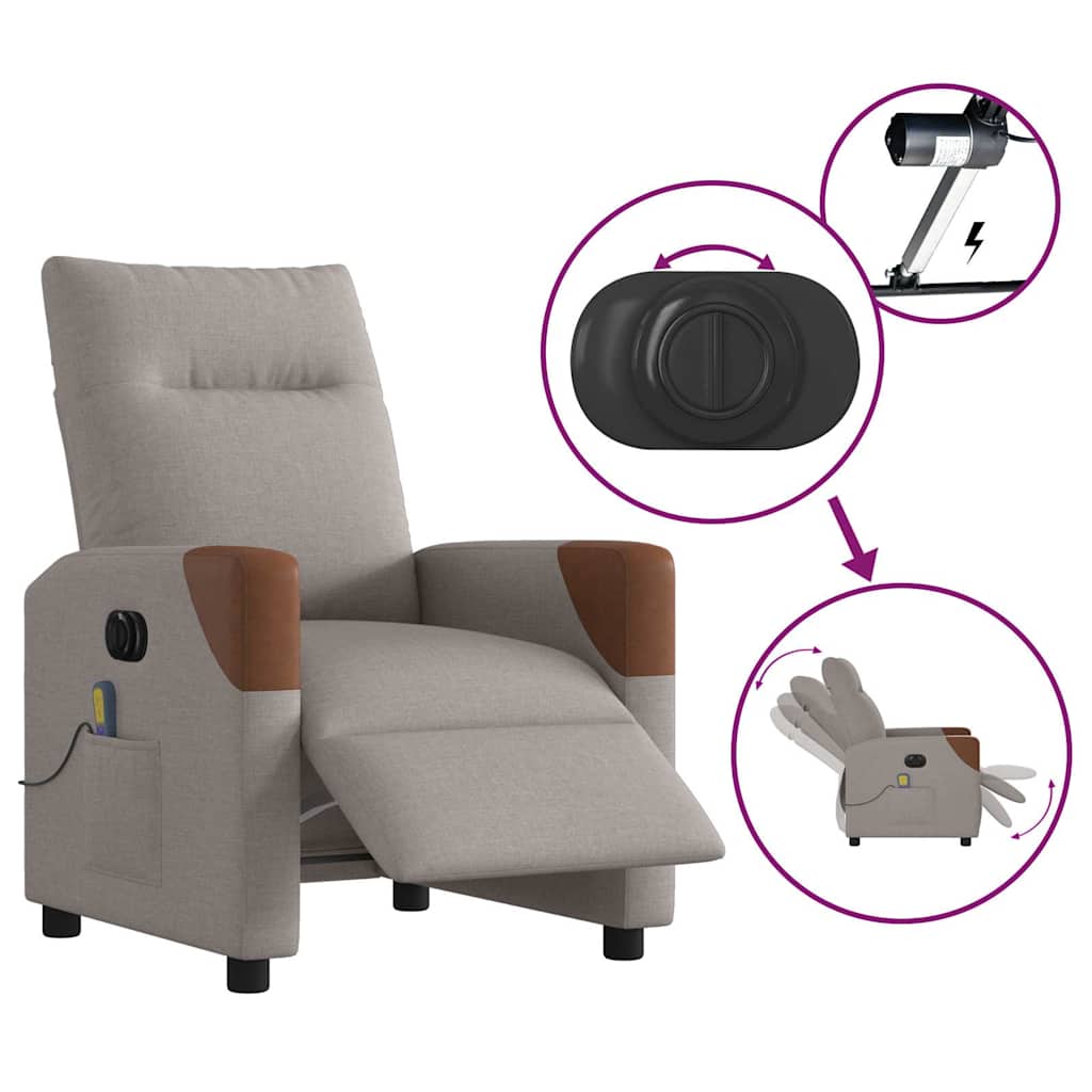 Massagesessel Elektrisch Taupe Stoff