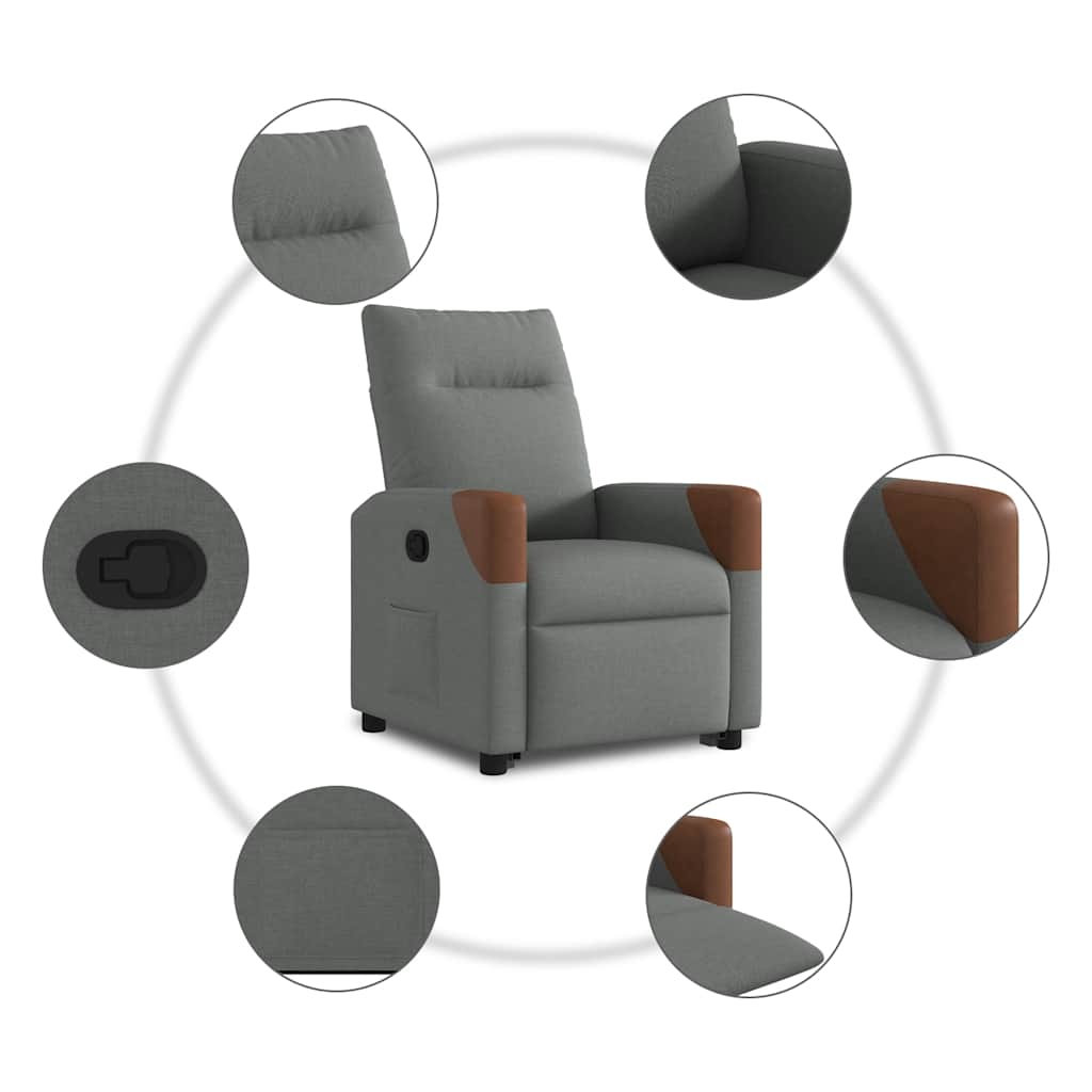 Relaxsessel mit Aufstehhilfe Dunkelgrau Stoff