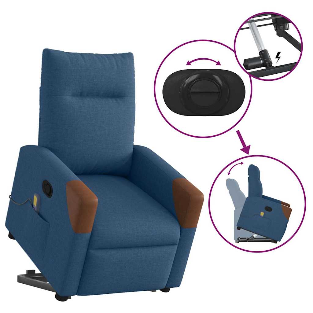 Massagesessel mit Aufstehhilfe Blau Stoff