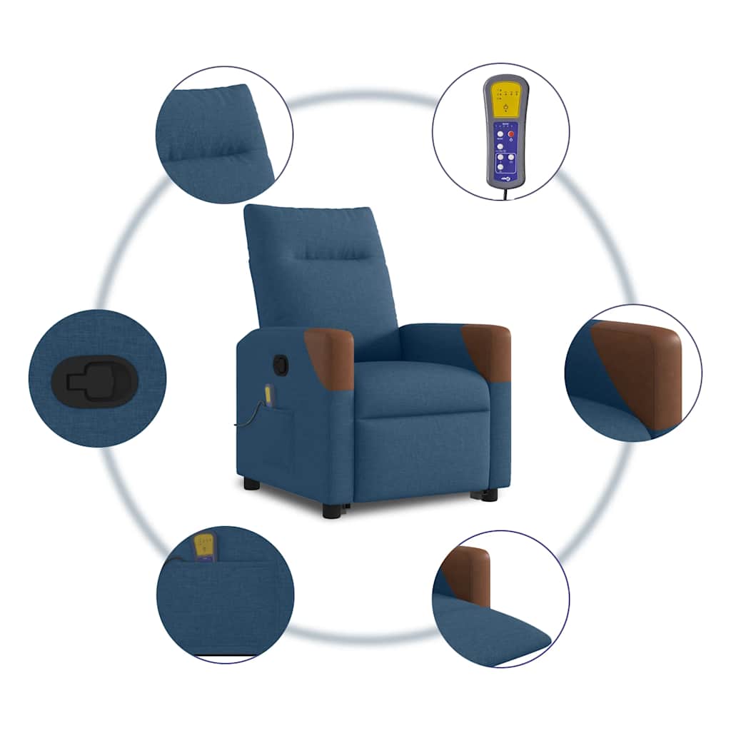 Massagesessel mit Aufstehhilfe Blau Stoff