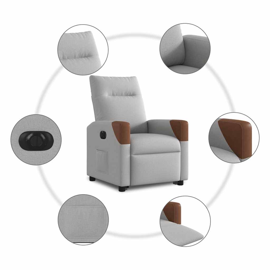Relaxsessel mit Aufstehhilfe Elektrisch Wolkengrau Stoff
