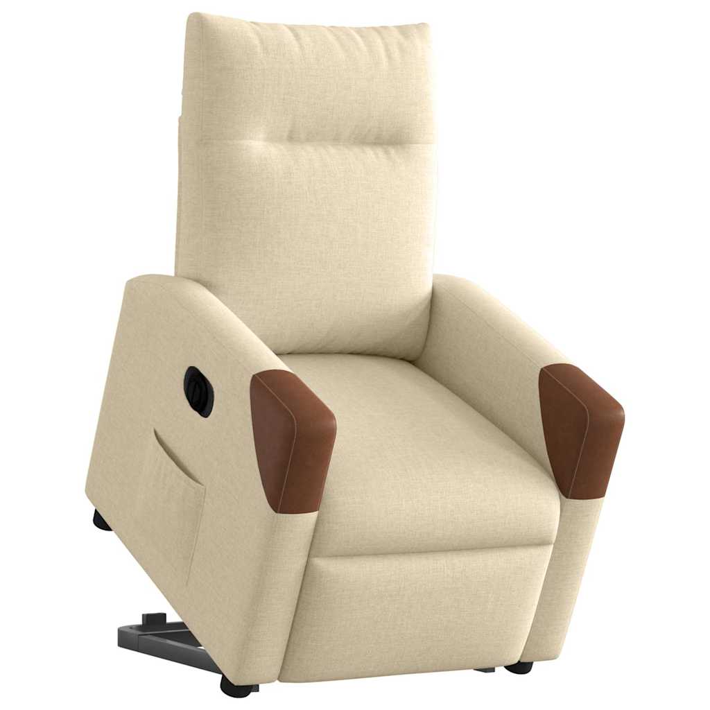 Relaxsessel mit Aufstehhilfe Elektrisch Creme Stoff