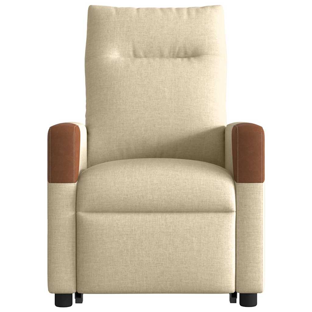 Relaxsessel mit Aufstehhilfe Elektrisch Creme Stoff
