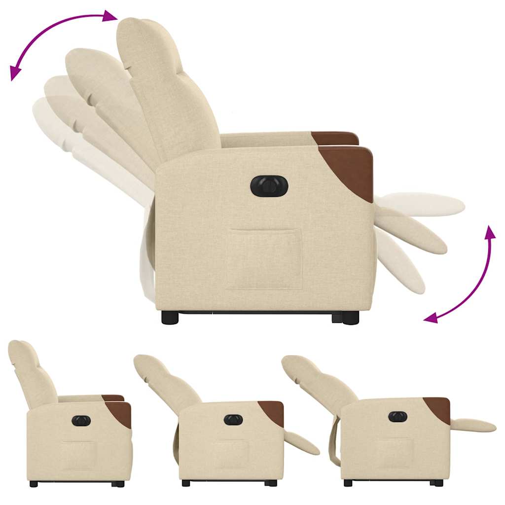 Relaxsessel mit Aufstehhilfe Elektrisch Creme Stoff