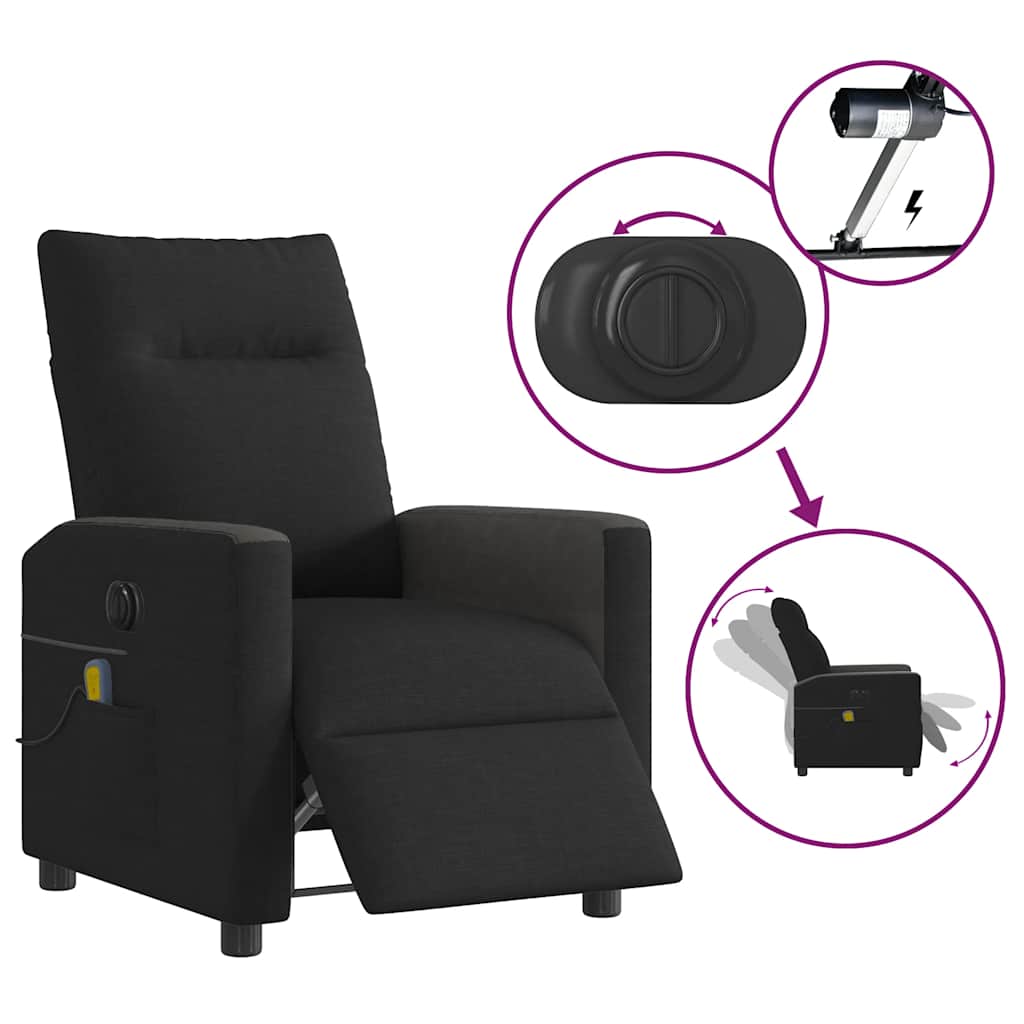 Massagesessel Elektrisch Schwarz Stoff