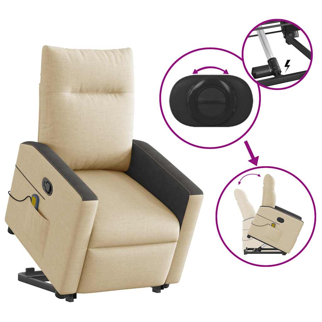Massagesessel mit Aufstehhilfe Creme Stoff