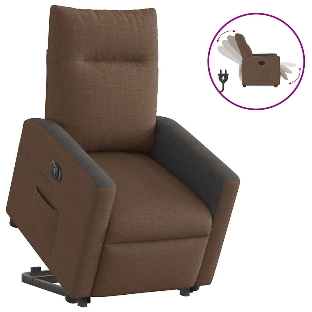 Relaxsessel mit Aufstehhilfe Elektrisch Braun Stoff