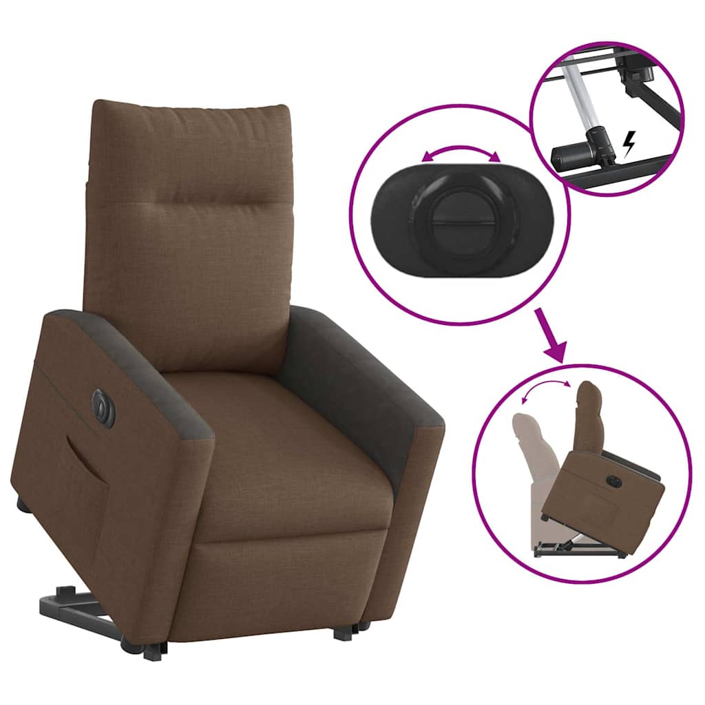 Relaxsessel mit Aufstehhilfe Elektrisch Braun Stoff