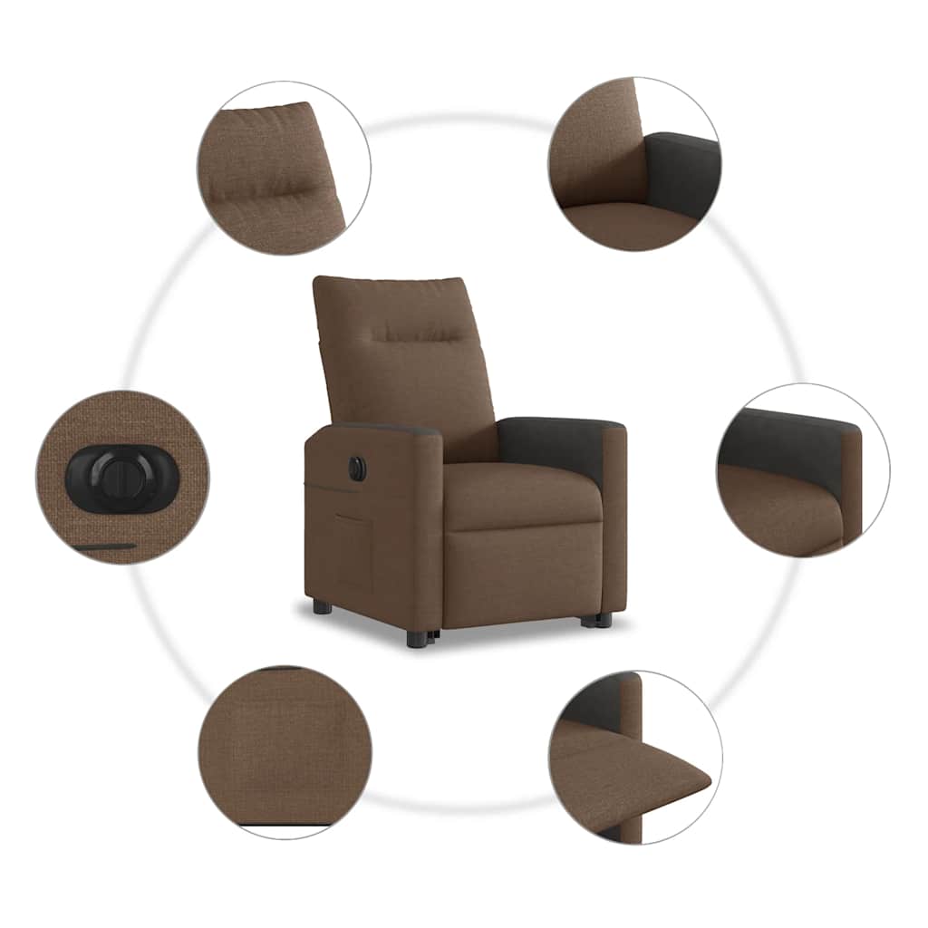 Relaxsessel mit Aufstehhilfe Elektrisch Braun Stoff