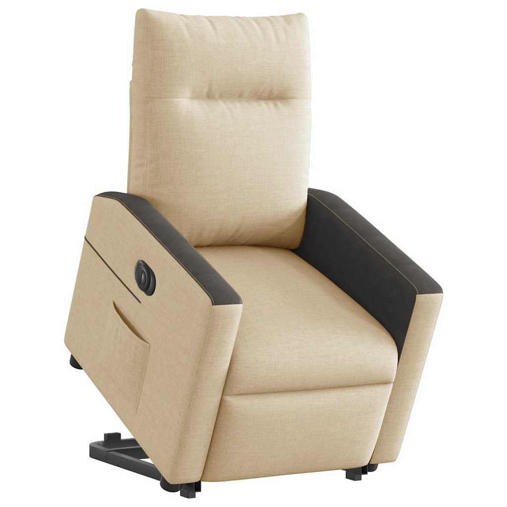 Relaxsessel mit Aufstehhilfe Elektrisch Creme Stoff