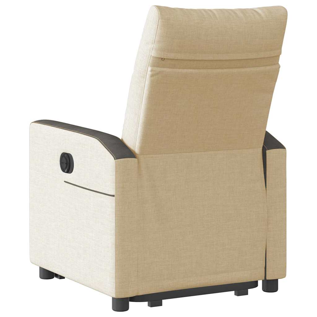 Relaxsessel mit Aufstehhilfe Elektrisch Creme Stoff
