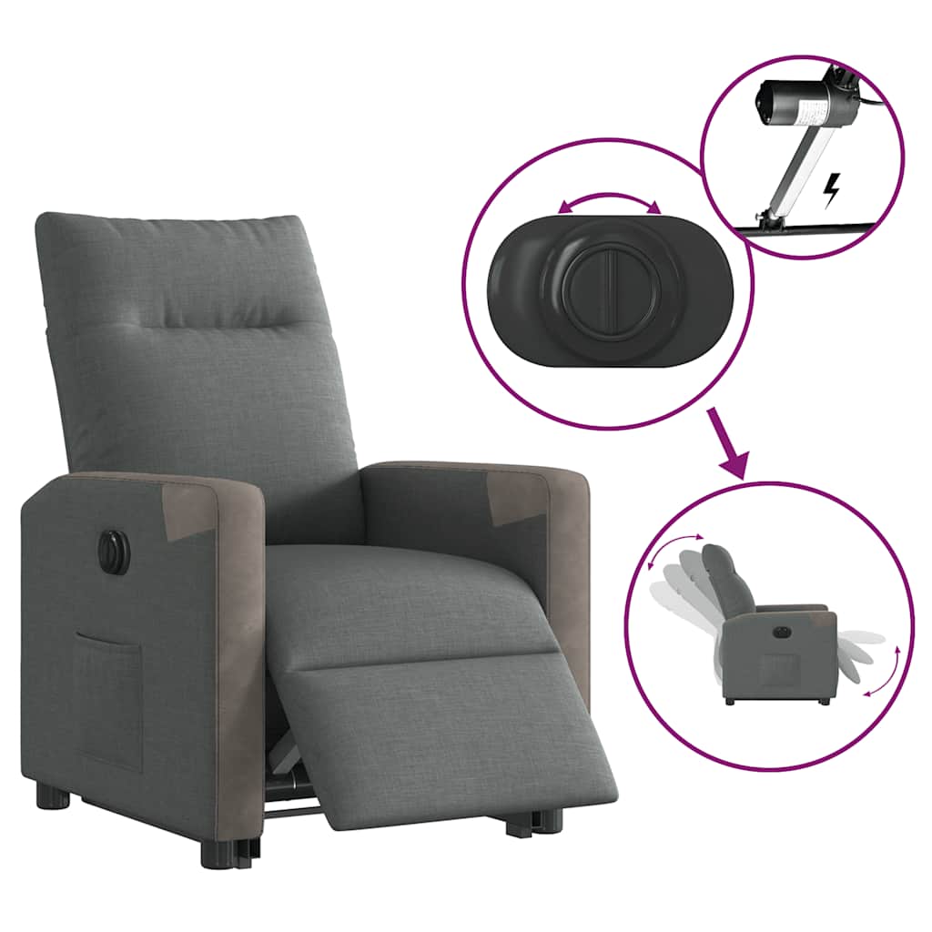 Relaxsessel Elektrisch Dunkelgrau Stoff