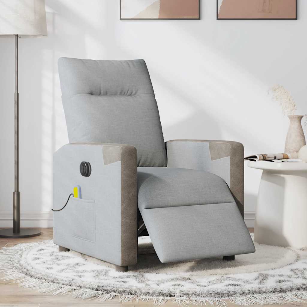 Massagesessel Elektrisch Hellgrau Stoff