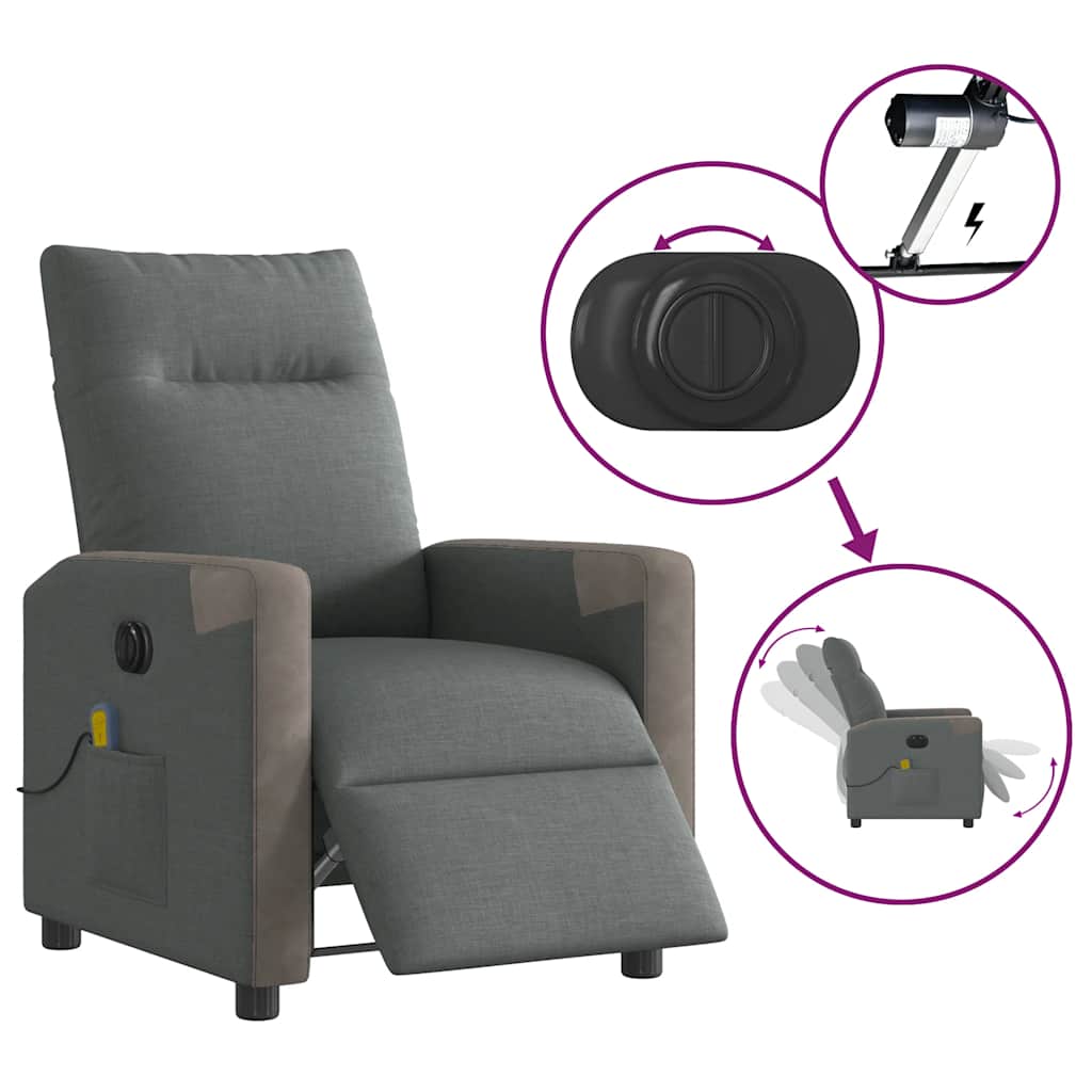 Massagesessel Elektrisch Dunkelgrau Stoff