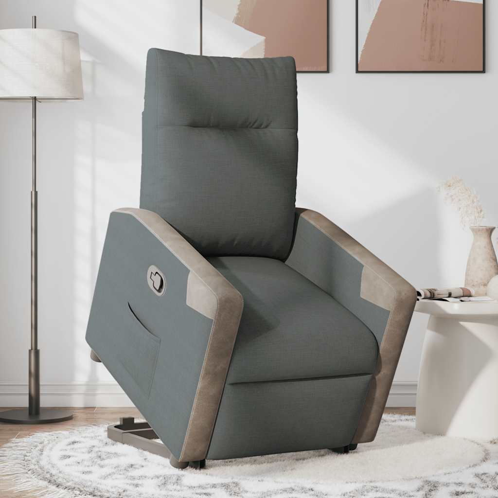 Relaxsessel mit Aufstehhilfe Dunkelgrau Stoff