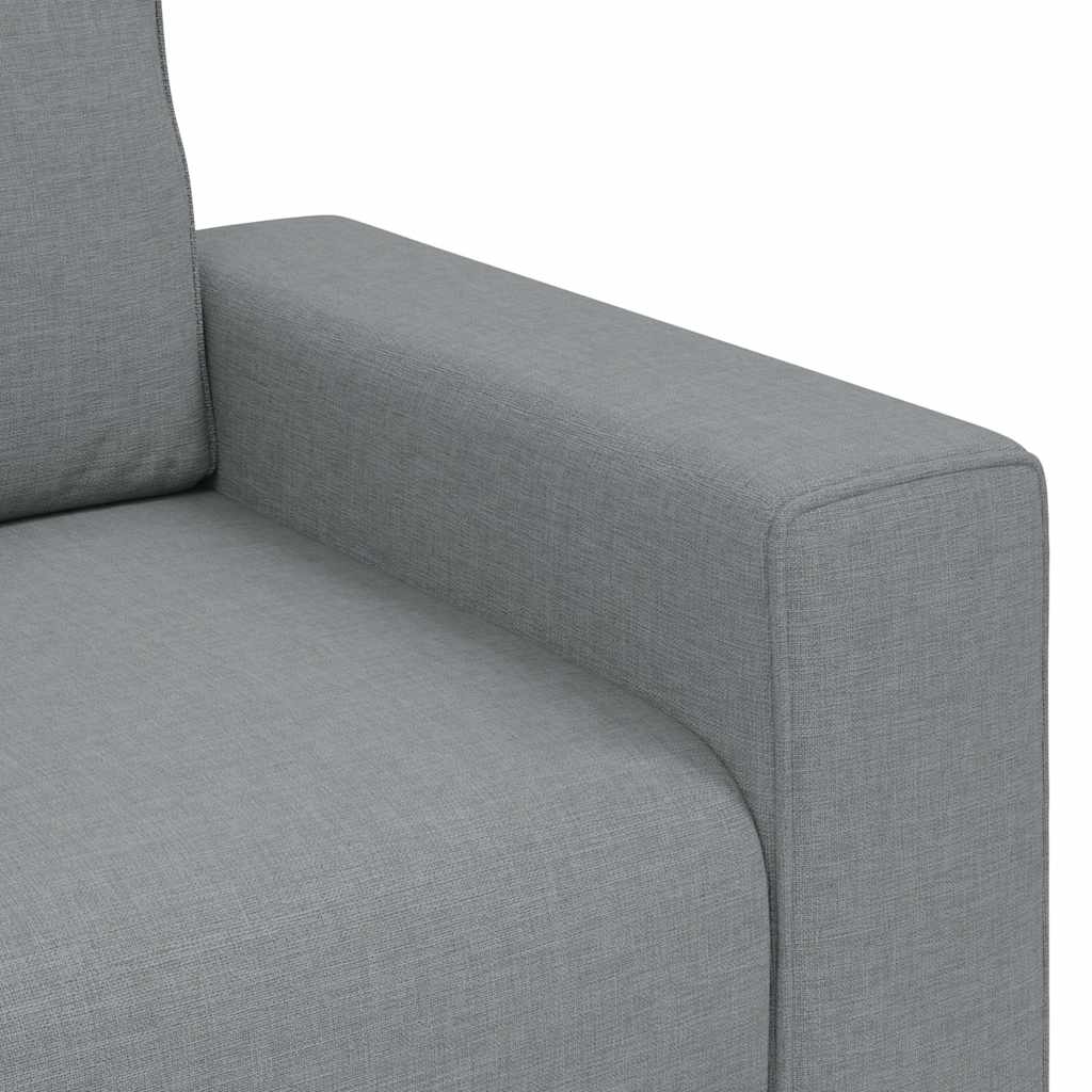 3-tlg. Sofagarnitur mit Kissen Hellgrau Stoff