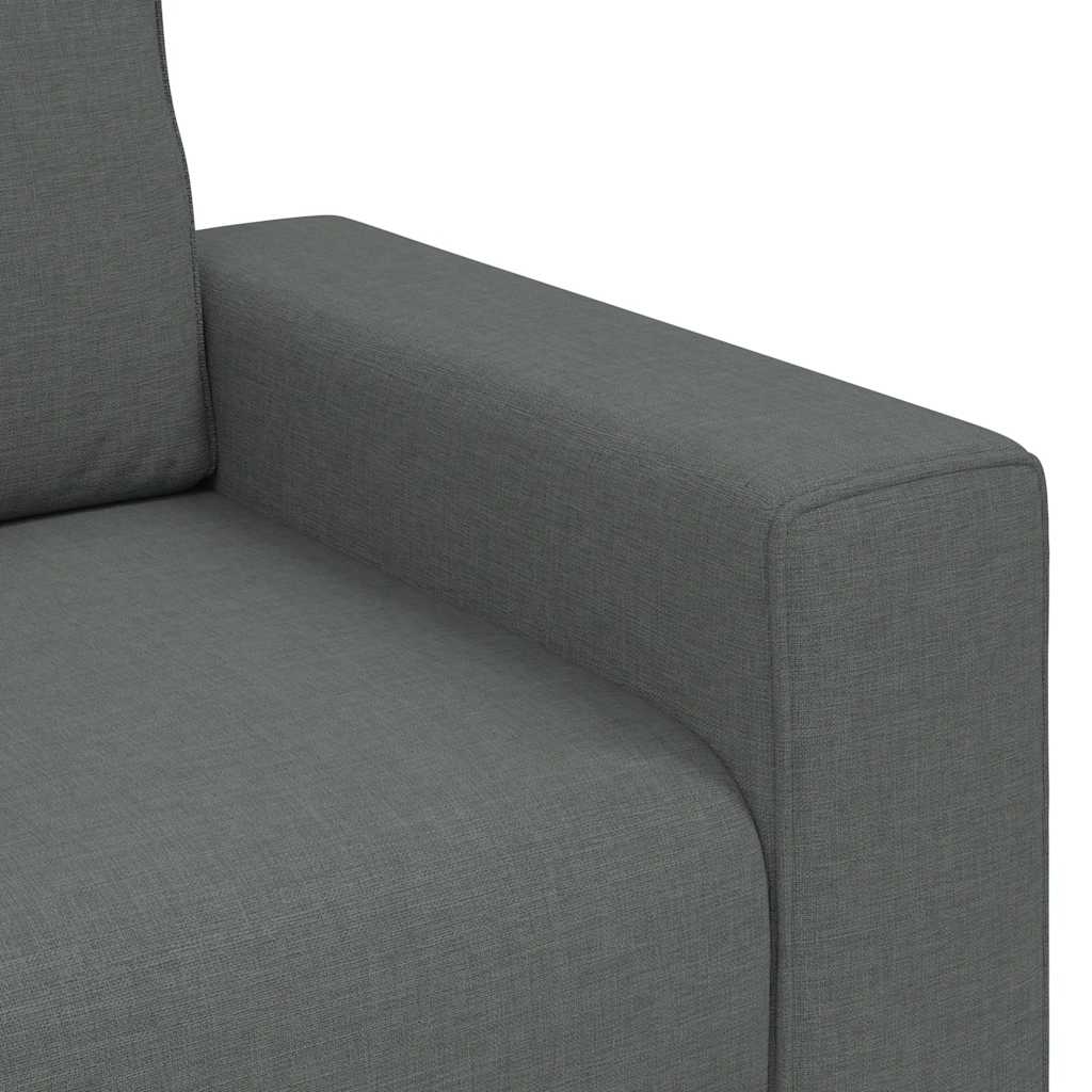 3-tlg. Sofagarnitur mit Kissen Dunkelgrau Stoff