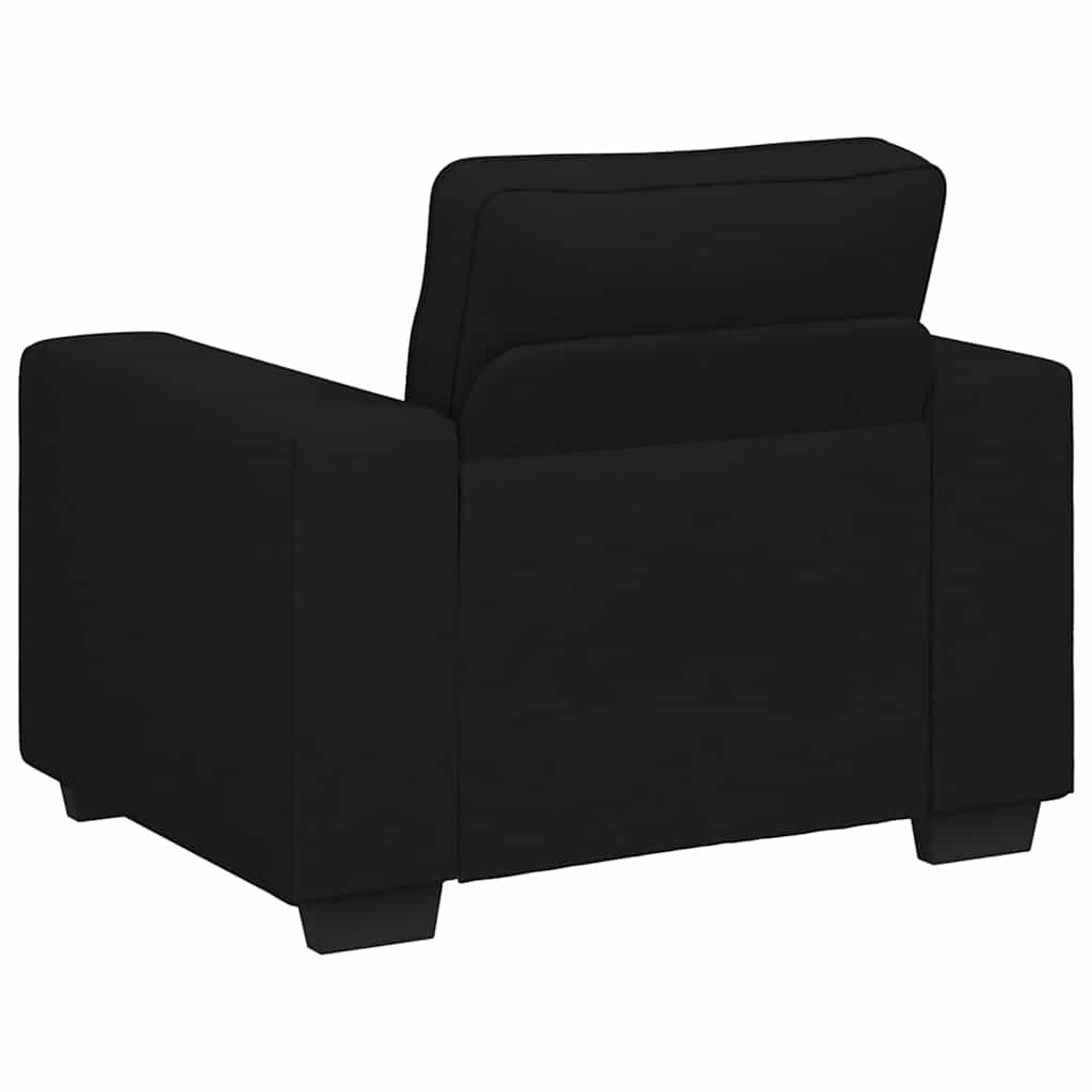 3-tlg. Sofagarnitur mit Kissen Schwarz Stoff