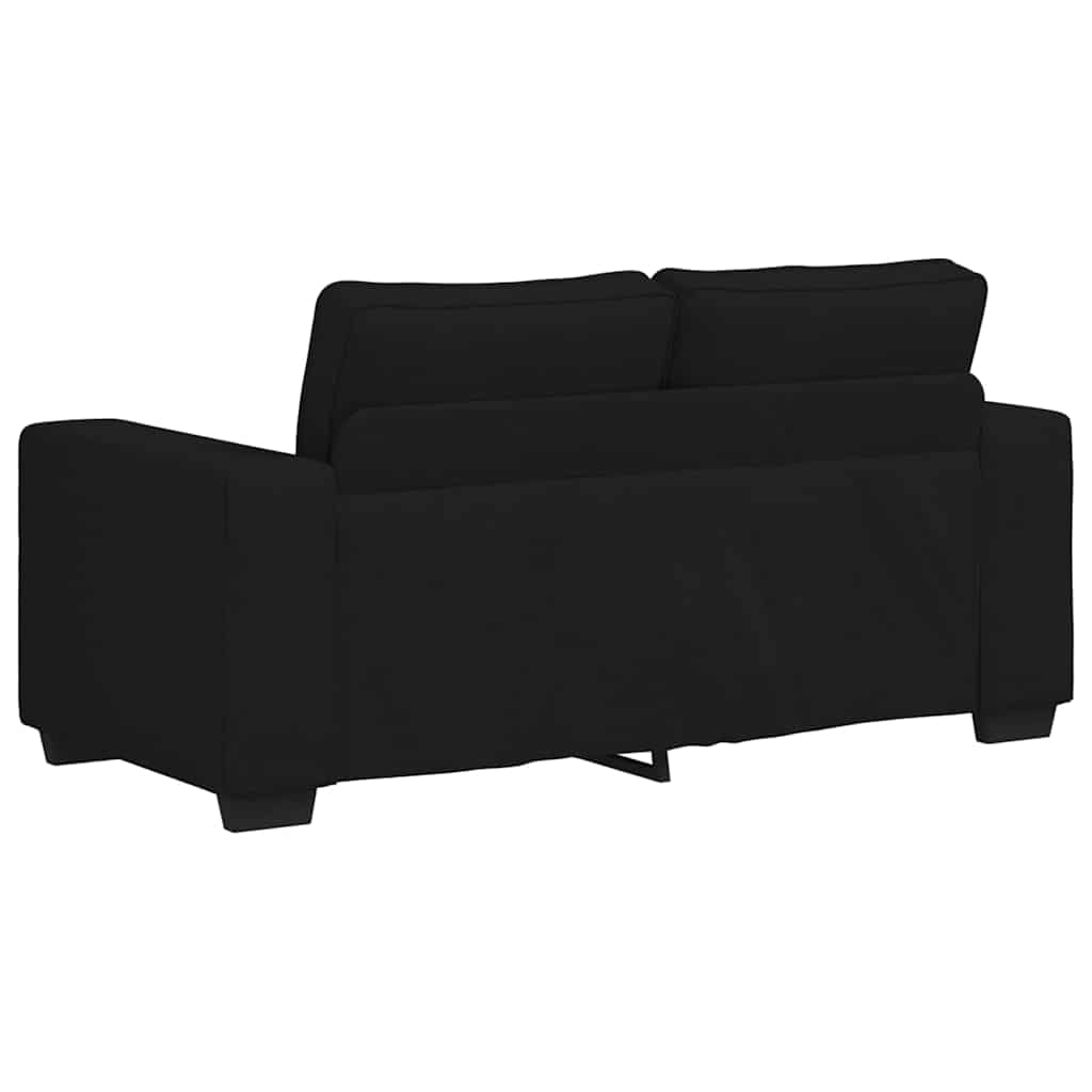 3-tlg. Sofagarnitur mit Kissen Schwarz Stoff