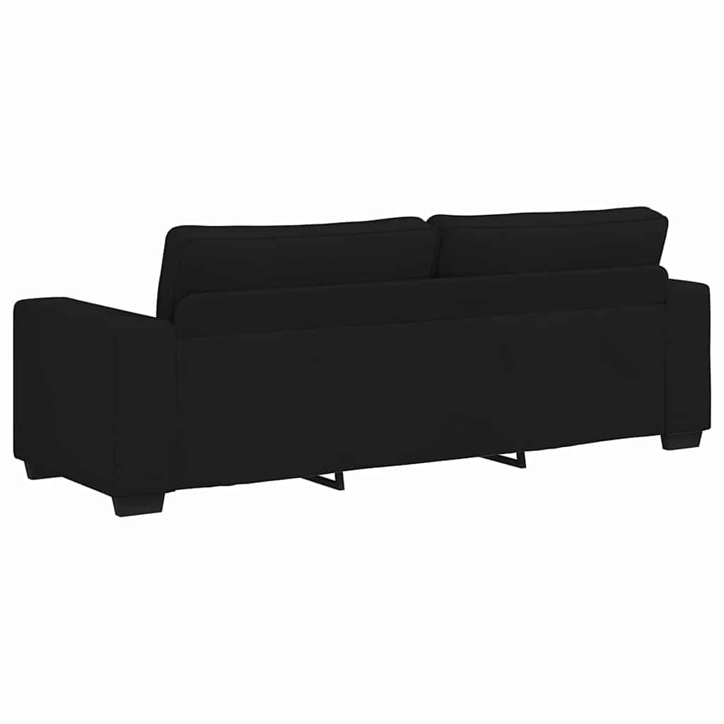 3-tlg. Sofagarnitur mit Kissen Schwarz Stoff