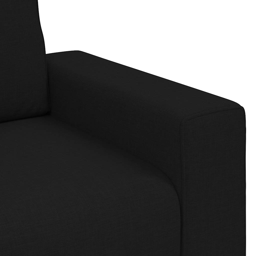 3-tlg. Sofagarnitur mit Kissen Schwarz Stoff