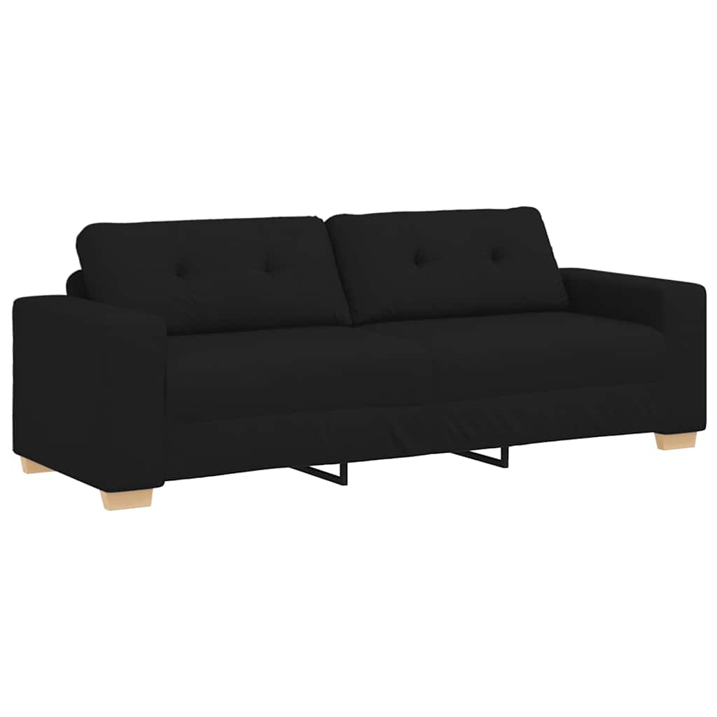 2-teiliges Sofa-Set mit Kissen, schwarzer Stoff