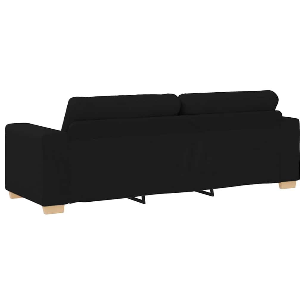 2-teiliges Sofa-Set mit Kissen, schwarzer Stoff