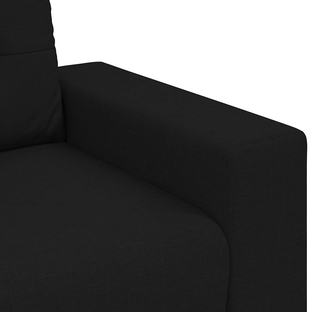 2-teiliges Sofa-Set mit Kissen, schwarzer Stoff