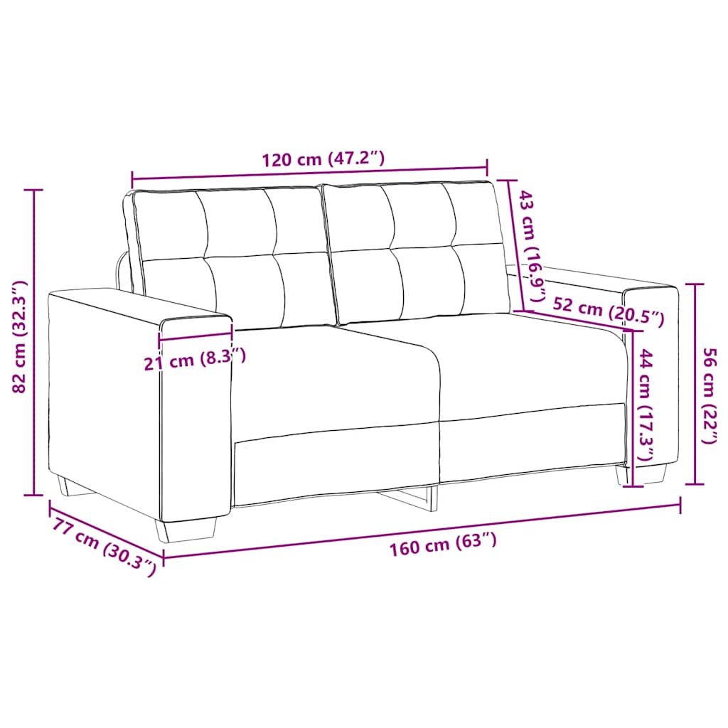 2-teiliges Sofa-Set mit Kissen, schwarzer Stoff