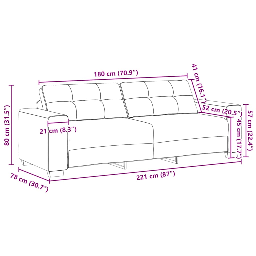 2-teiliges Sofa-Set mit Kissen, schwarzer Stoff