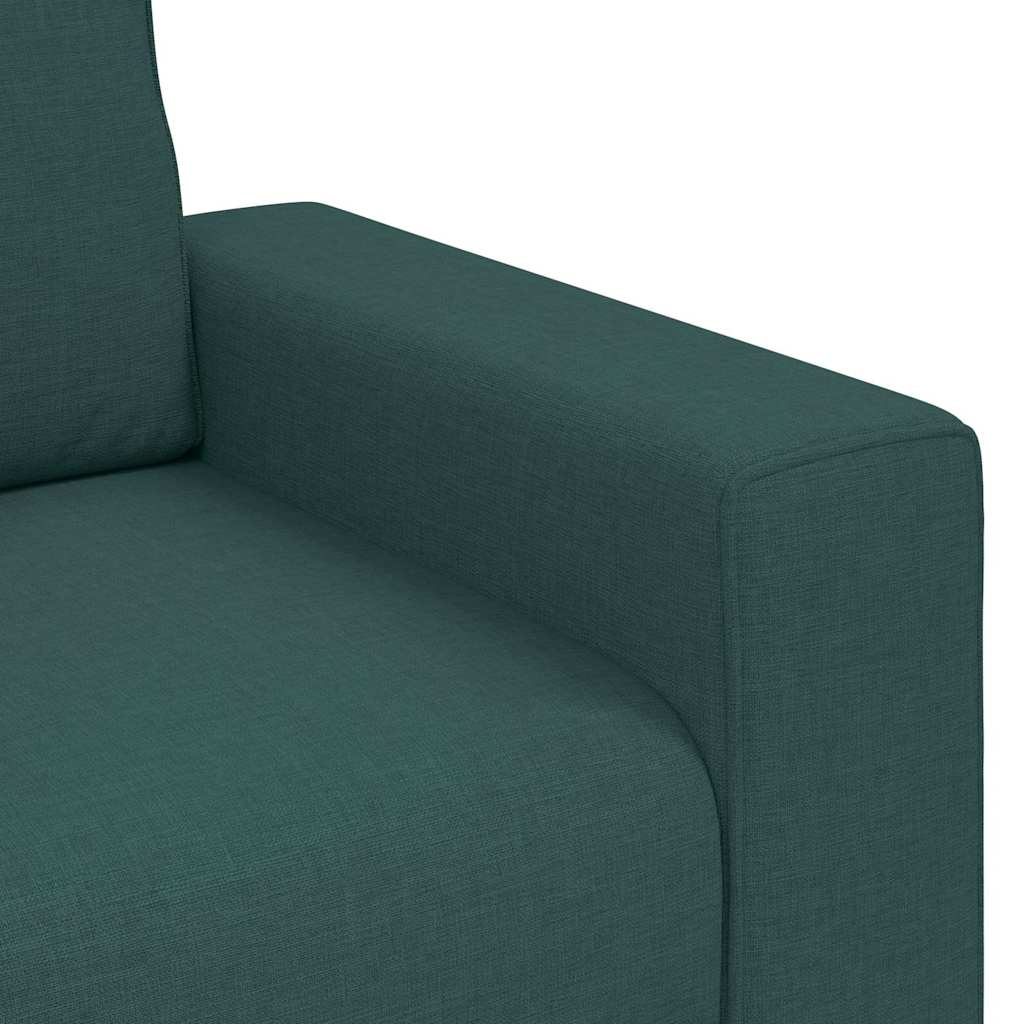 2-teiliges Sofa-Set mit Kissen, dunkelgrüner Stoff