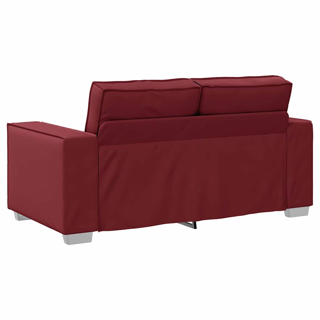 Loveseat 160 cm mit Kissen Weinrot Kunstleder