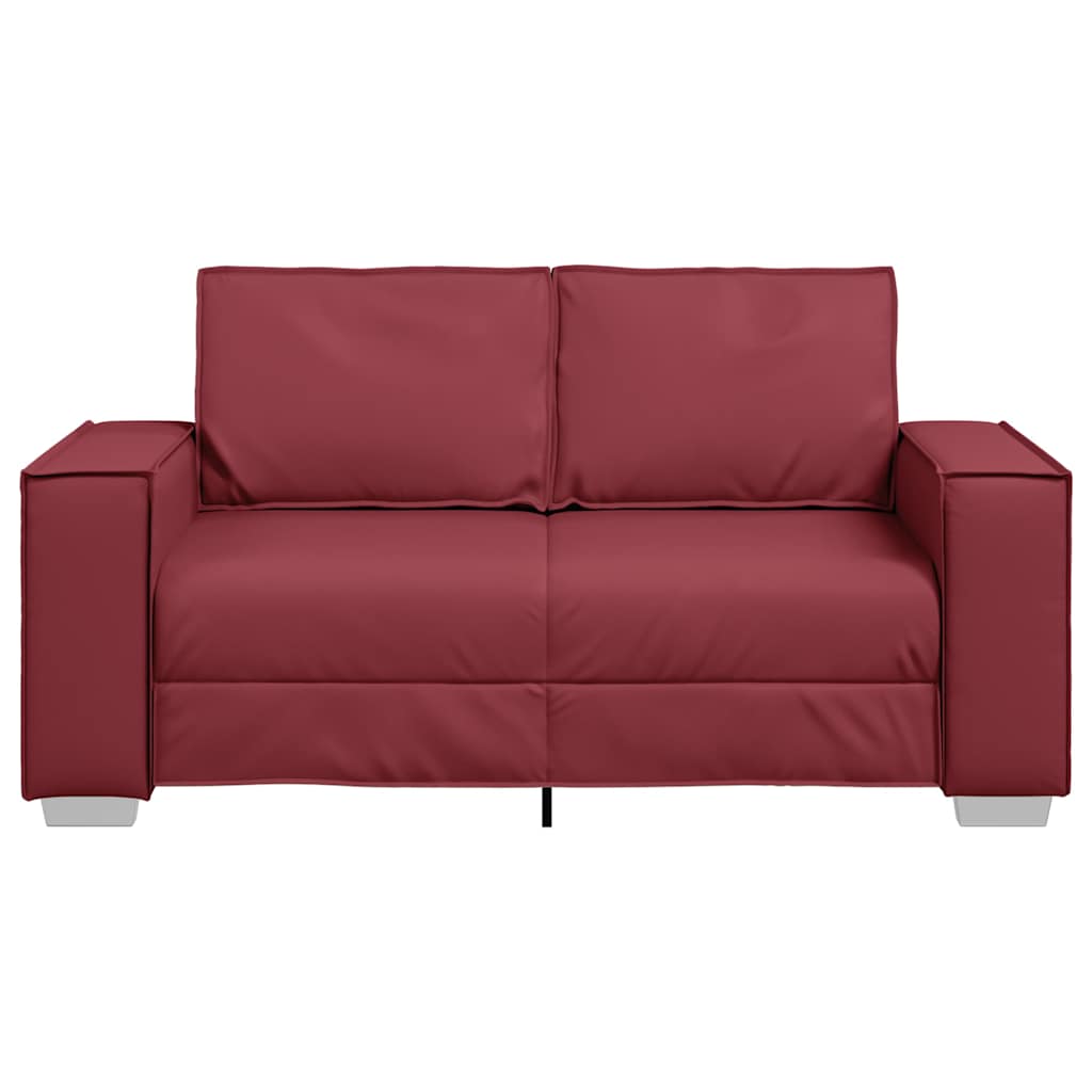 Loveseat 160 cm mit Kissen Weinrot Kunstleder