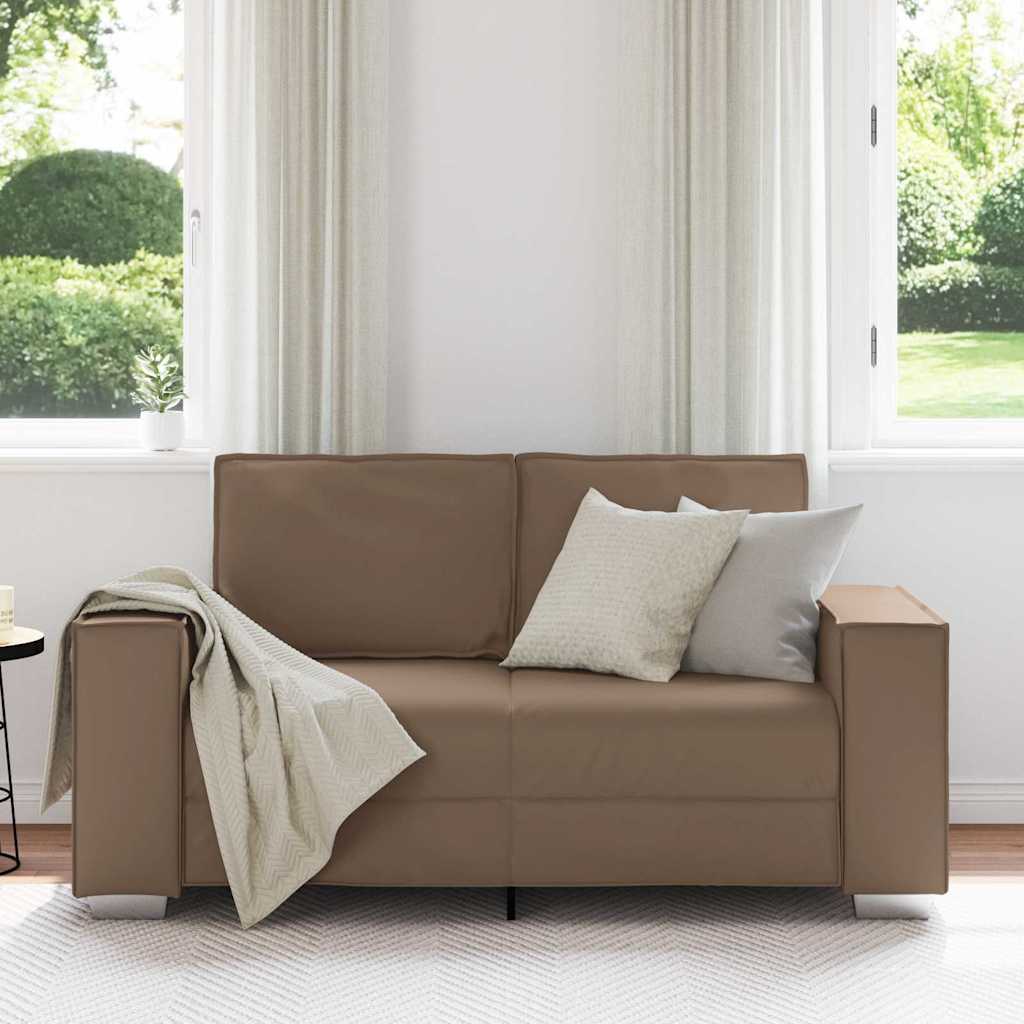 Loveseat Sofa 120 cm mit Kissen Cappuccino Kunstleder