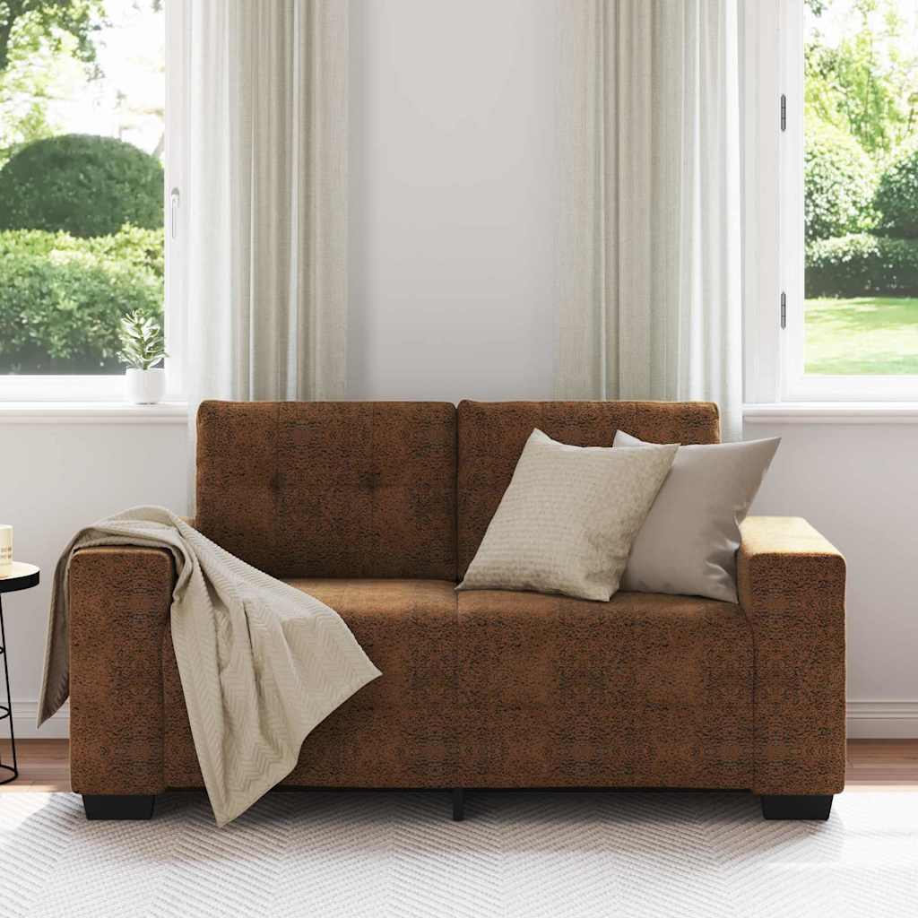Zweisitzer-Sofa mit Kissen Braun Kunstleder
