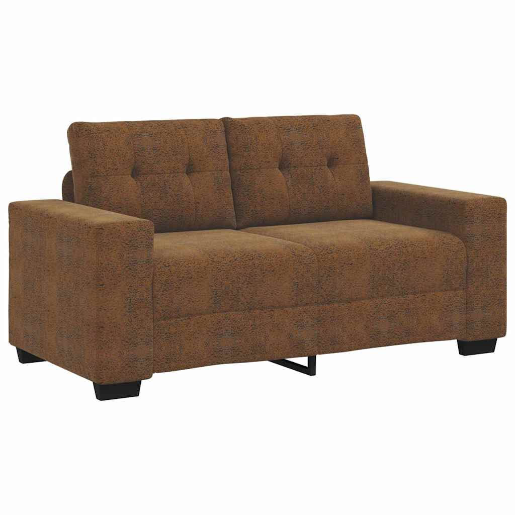 Zweisitzer-Sofa mit Kissen Braun Kunstleder