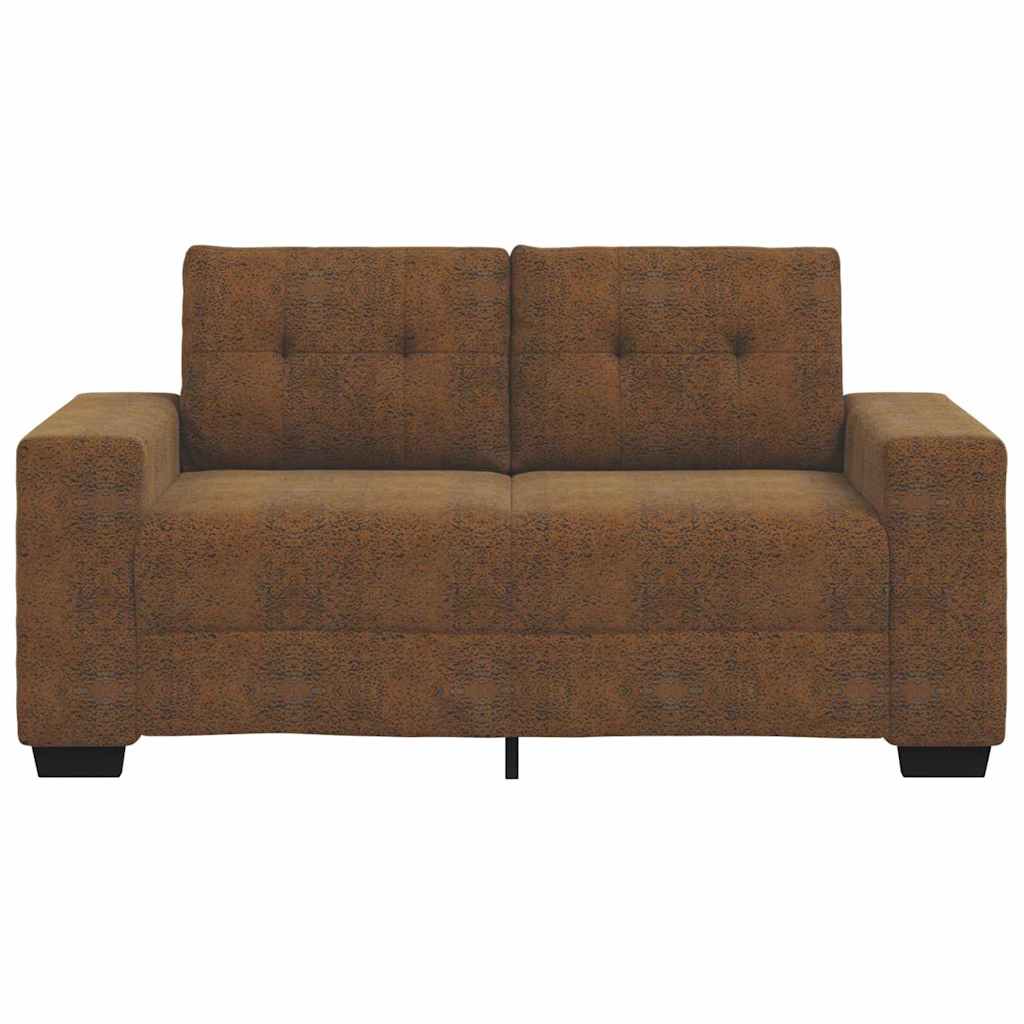 Zweisitzer-Sofa mit Kissen Braun Kunstleder