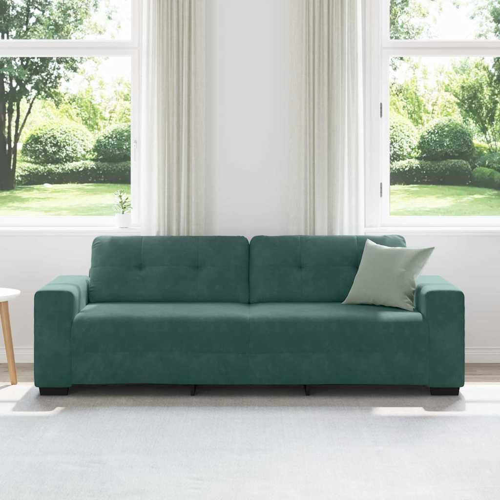 Sofa mit Kissen Dunkelgrün Samt