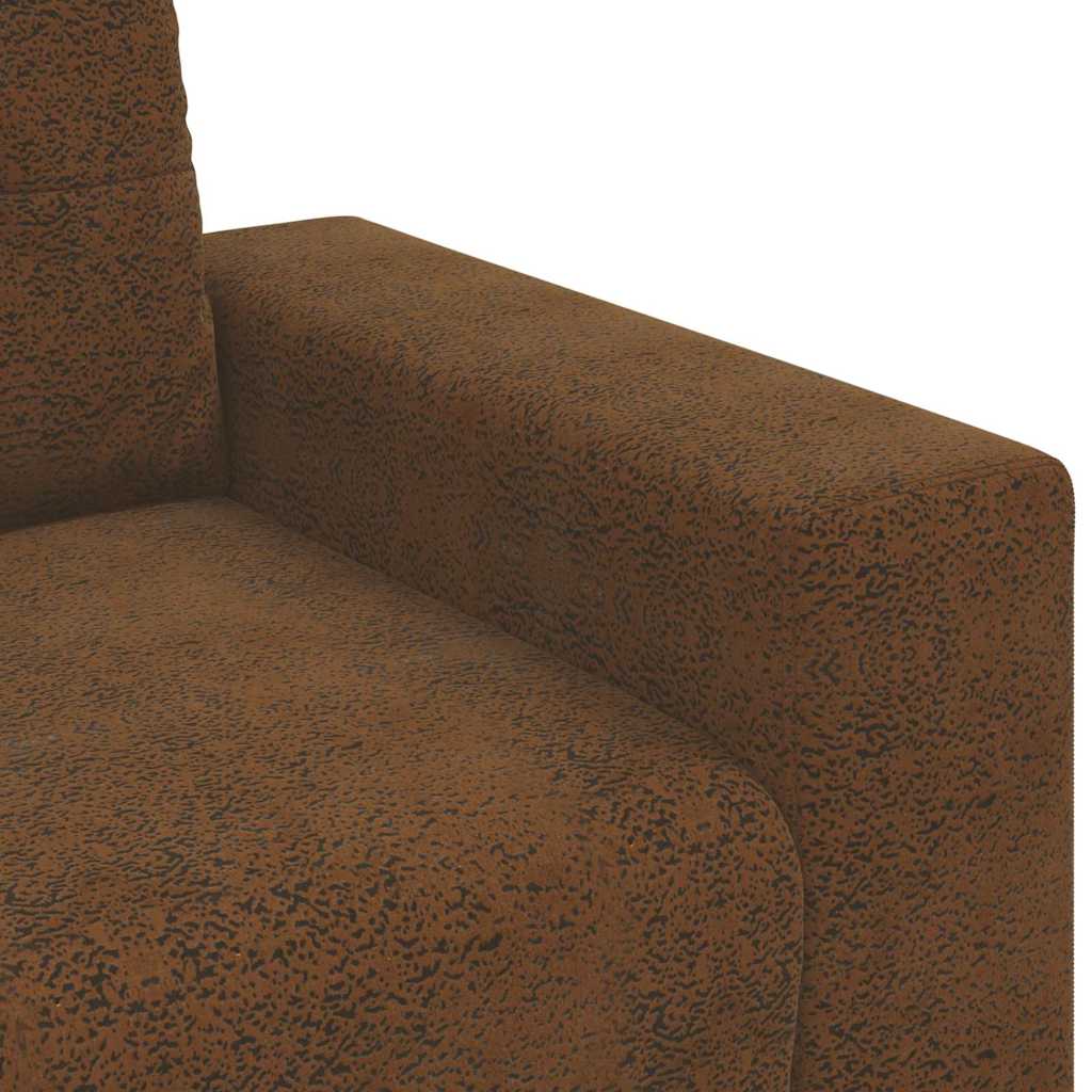 Sofa mit Kissen Braun Kunstleder & Holz
