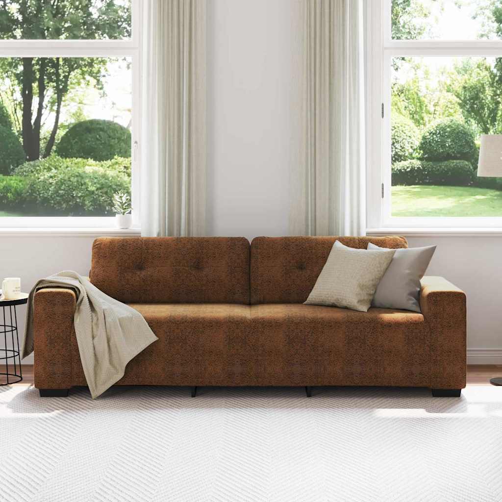 Sofa mit Kissen Braun Kunstleder & Holz