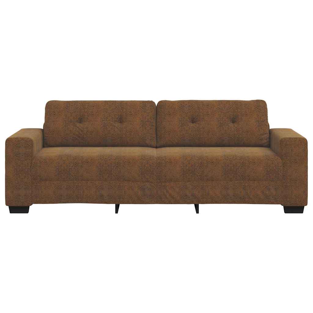 Sofa mit Kissen Braun Kunstleder & Holz