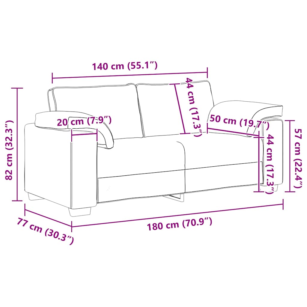 Sofa mit Kissen Schwarz 180 x 77 x 82 cm Stoff